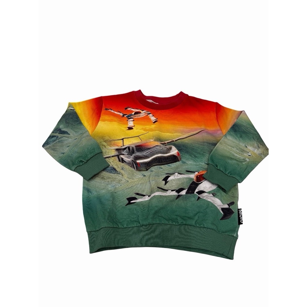 Molo Boy's Miksi Flying Car Graphic Sweatshirt Size 110 NWOT